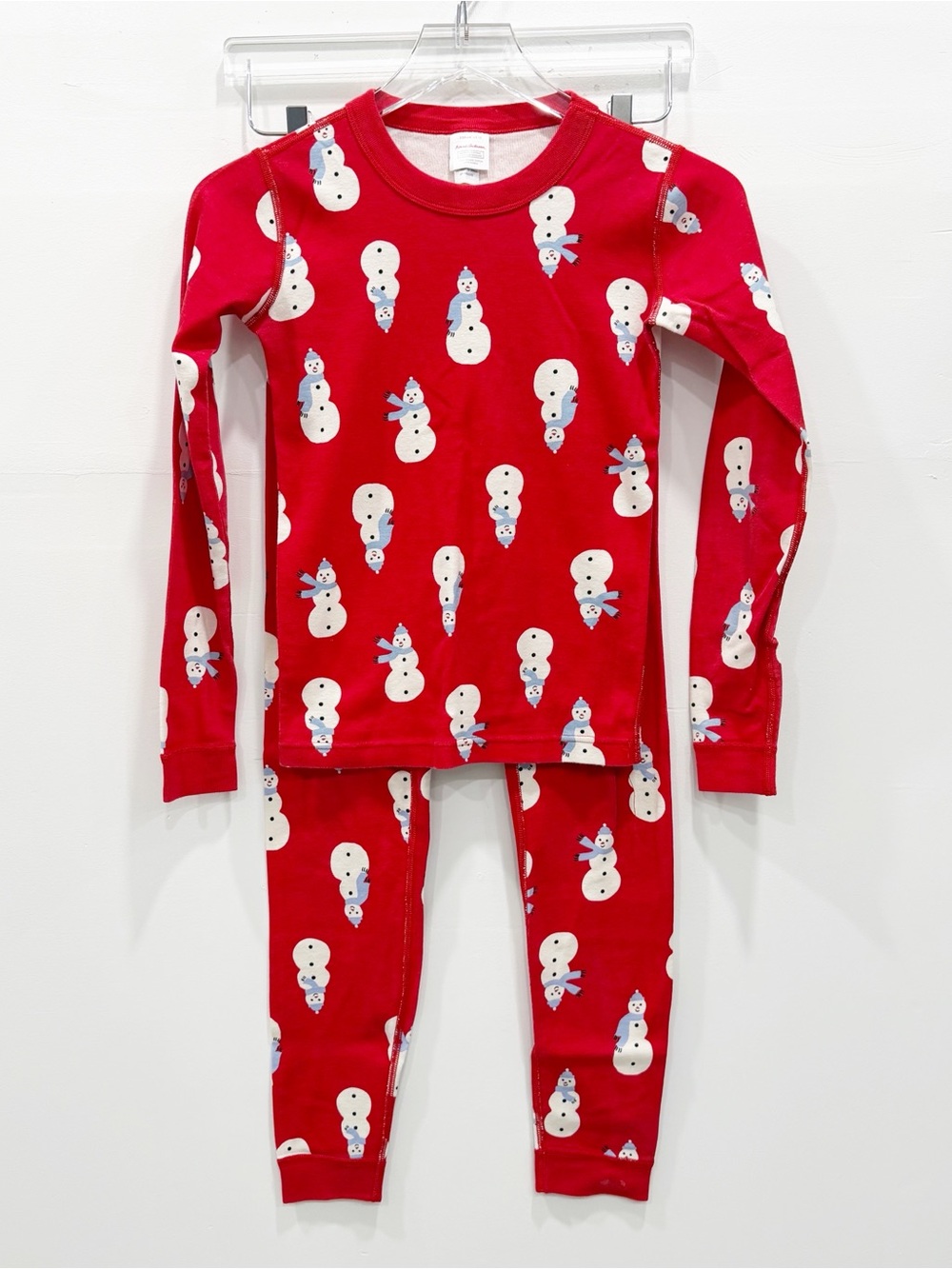Hanna Andersson Red Snow Man Pajama Set Size 12 Organic Cotton